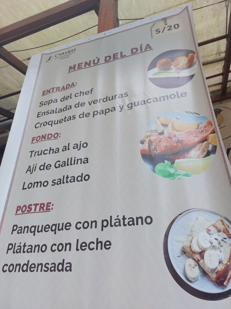 Menukaart Menú del Día